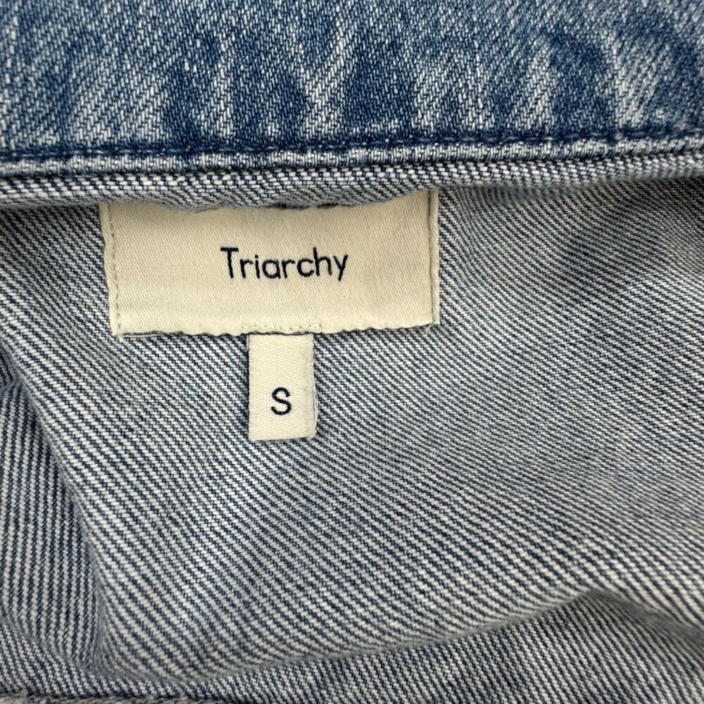 Triarchy Reverse Stirrup Denim Jacket Size Small Two Tone Cropped - Picture 4 of 11